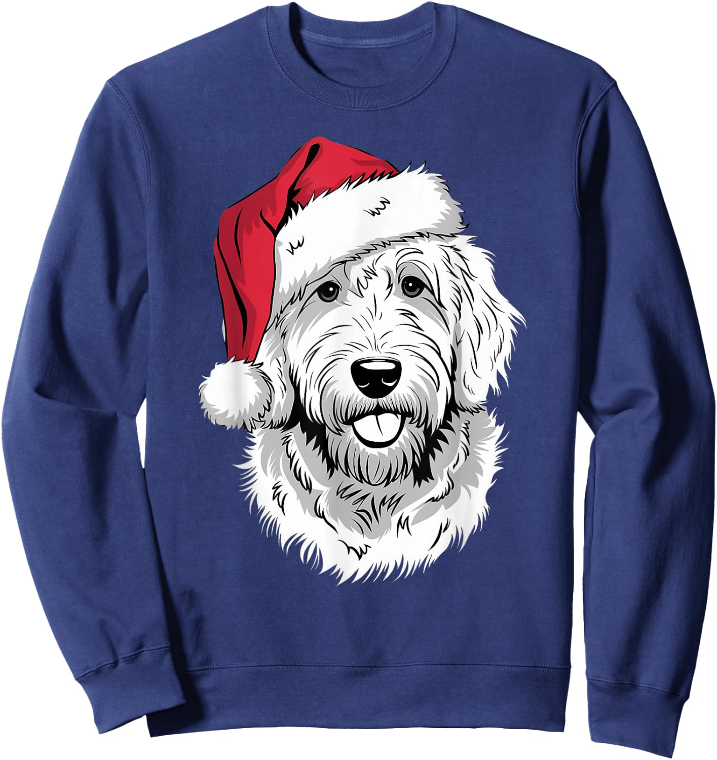 Joyful Doodle Santa Dog on Golden Doodle Christmas Women Kids Sweatshirt - Sweatshirt | Navy