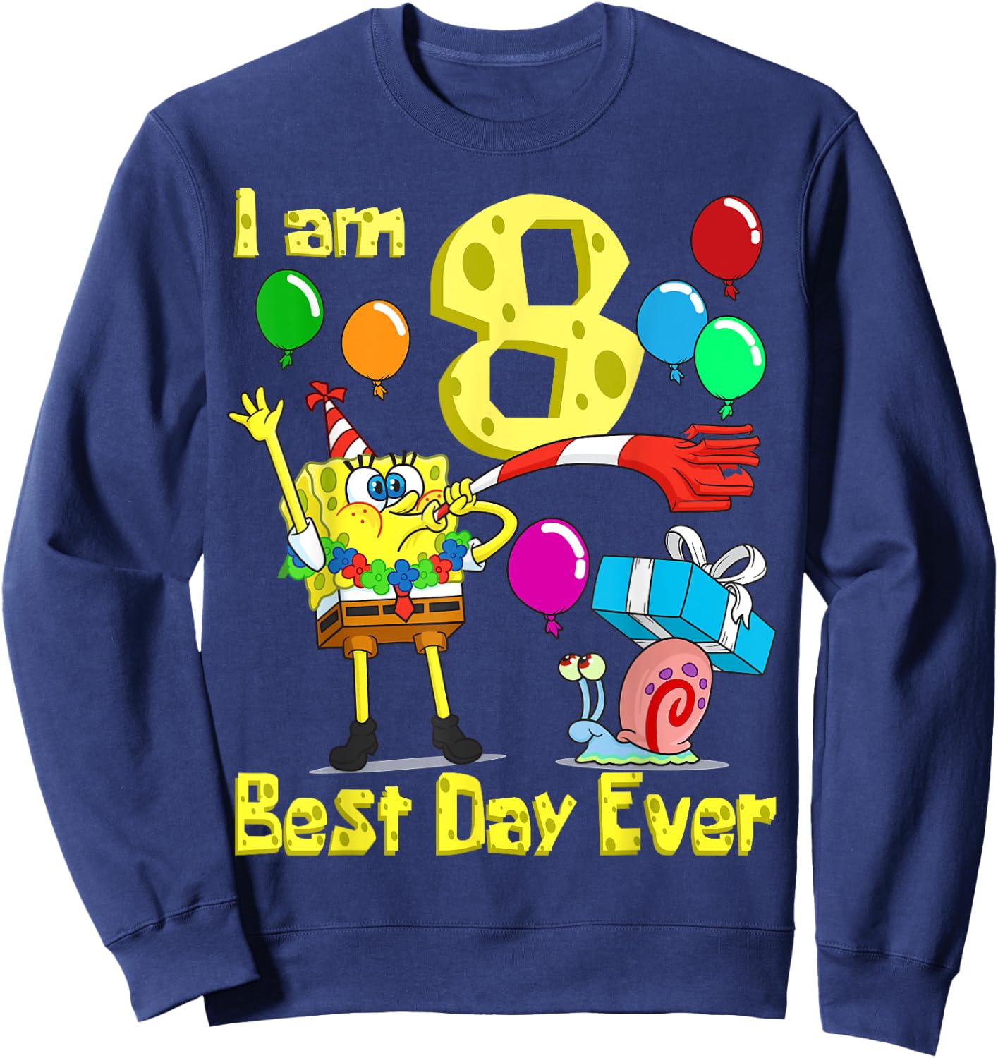 Mademark x SpongeBob SquarePants - SpongeBob I am 8 Years Old Birthday Party Sweatshirt - Sweatshirt | Navy