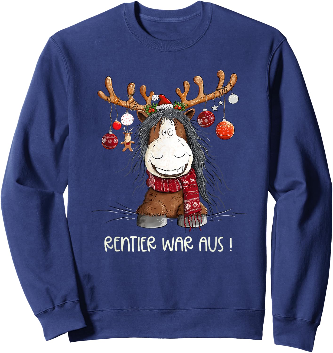 Christmas Horse Saying Reindeer War Aus Christmas Motif , black Sweatshirt - Sweatshirt | Navy