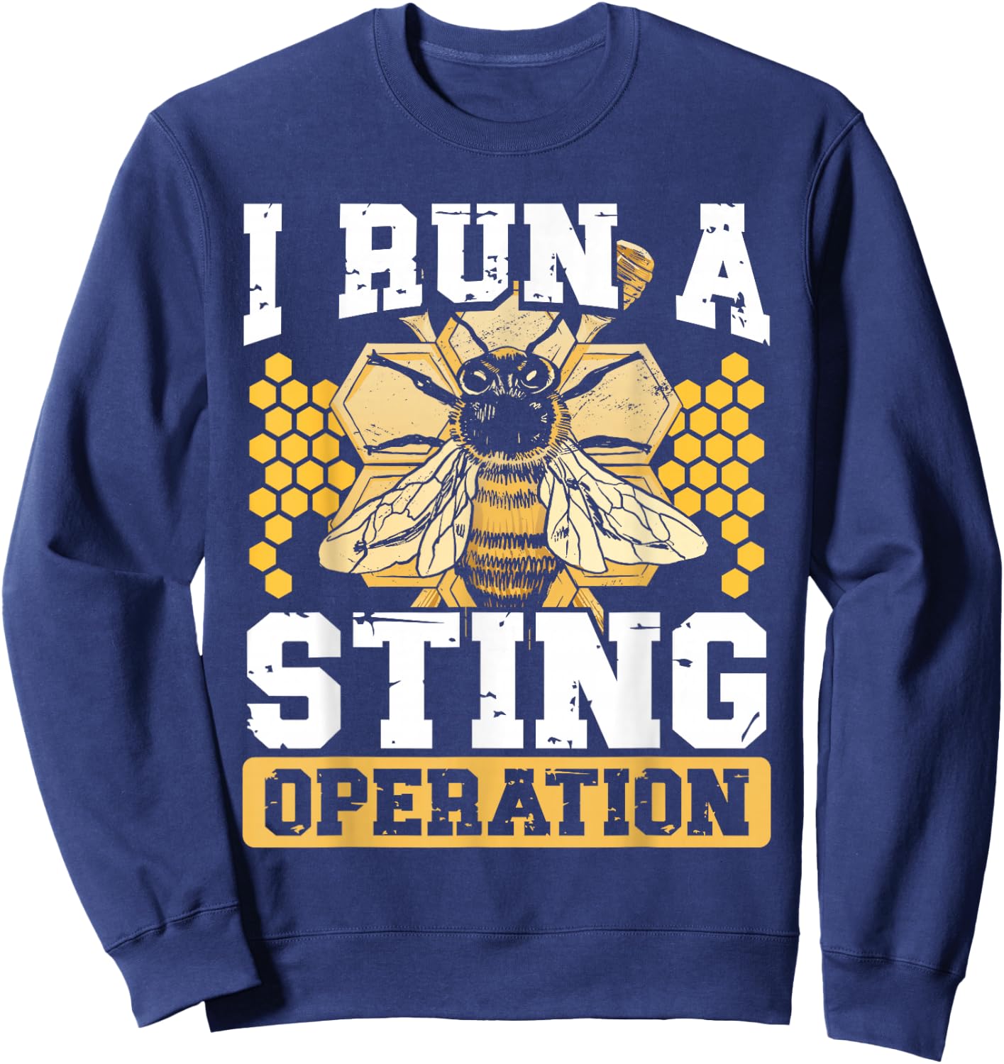 Beekeeping Enthusiast Artistic Honeycomb Queen Insect Bee Sweatshirt - Sweatshirt | Navy