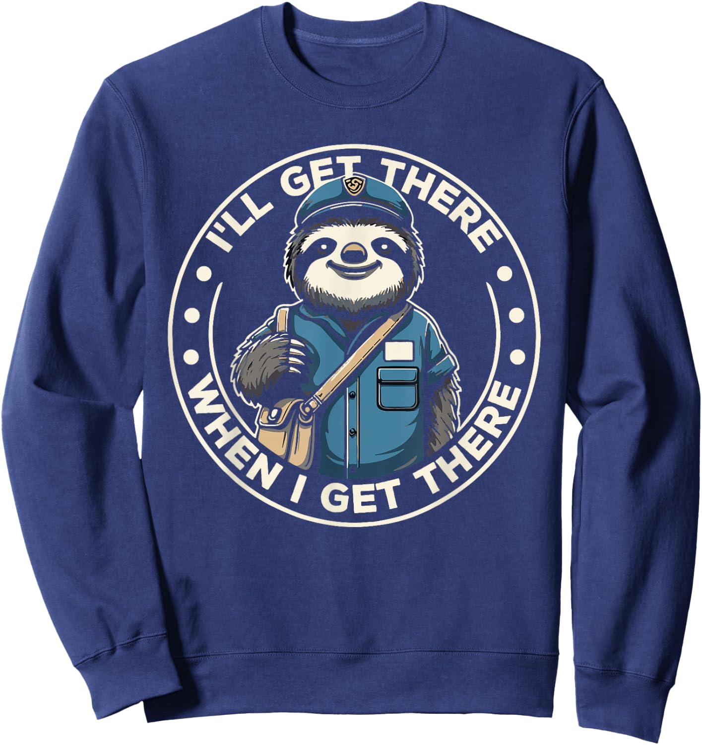 Sloth Postal Worker Funny Postman Mail Carrier Sloth Sweatshirt - Sweatshirt | Navy