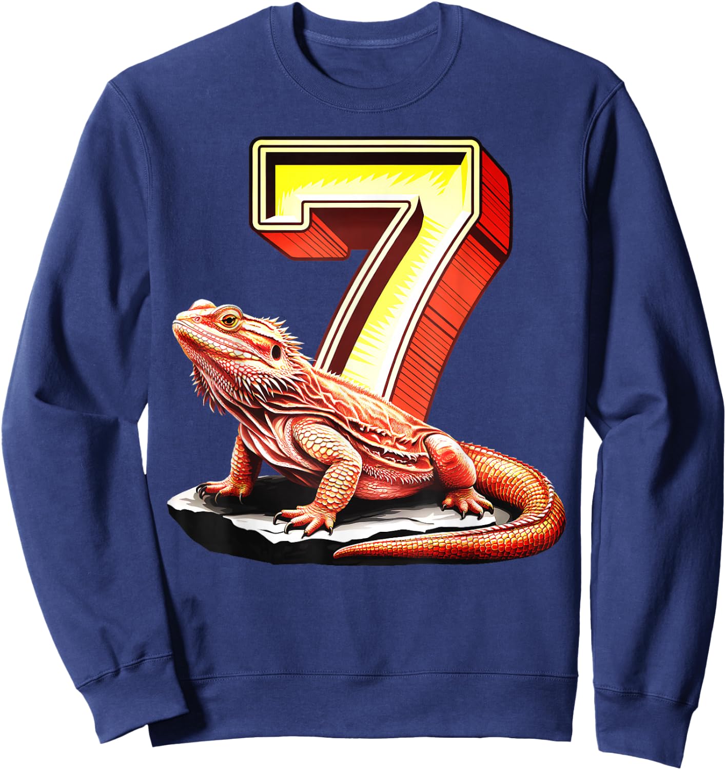 7 Year Old Bearded Dragon Reptile 7th Birthday Party Repti Sweatshirt - Sweatshirt | Navy