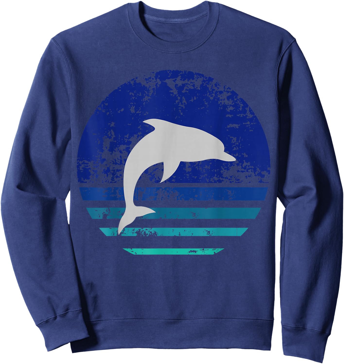 Vintage Retro Distressed Dolphin Gift Sweatshirt - Sweatshirt | Navy