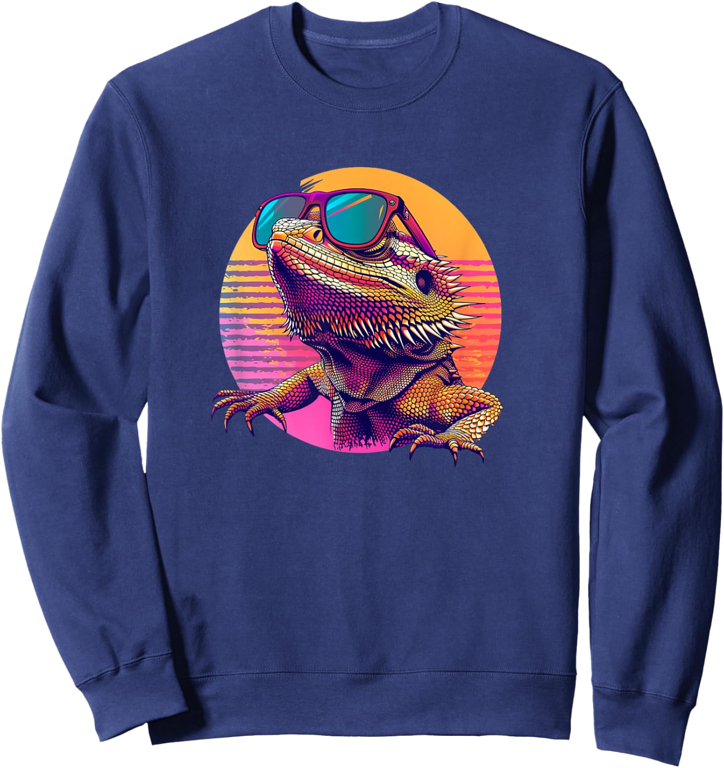 Tiny Dinosaur Retro Vintage Bearded Dragon Lover Sweatshirt - Sweatshirt | Navy