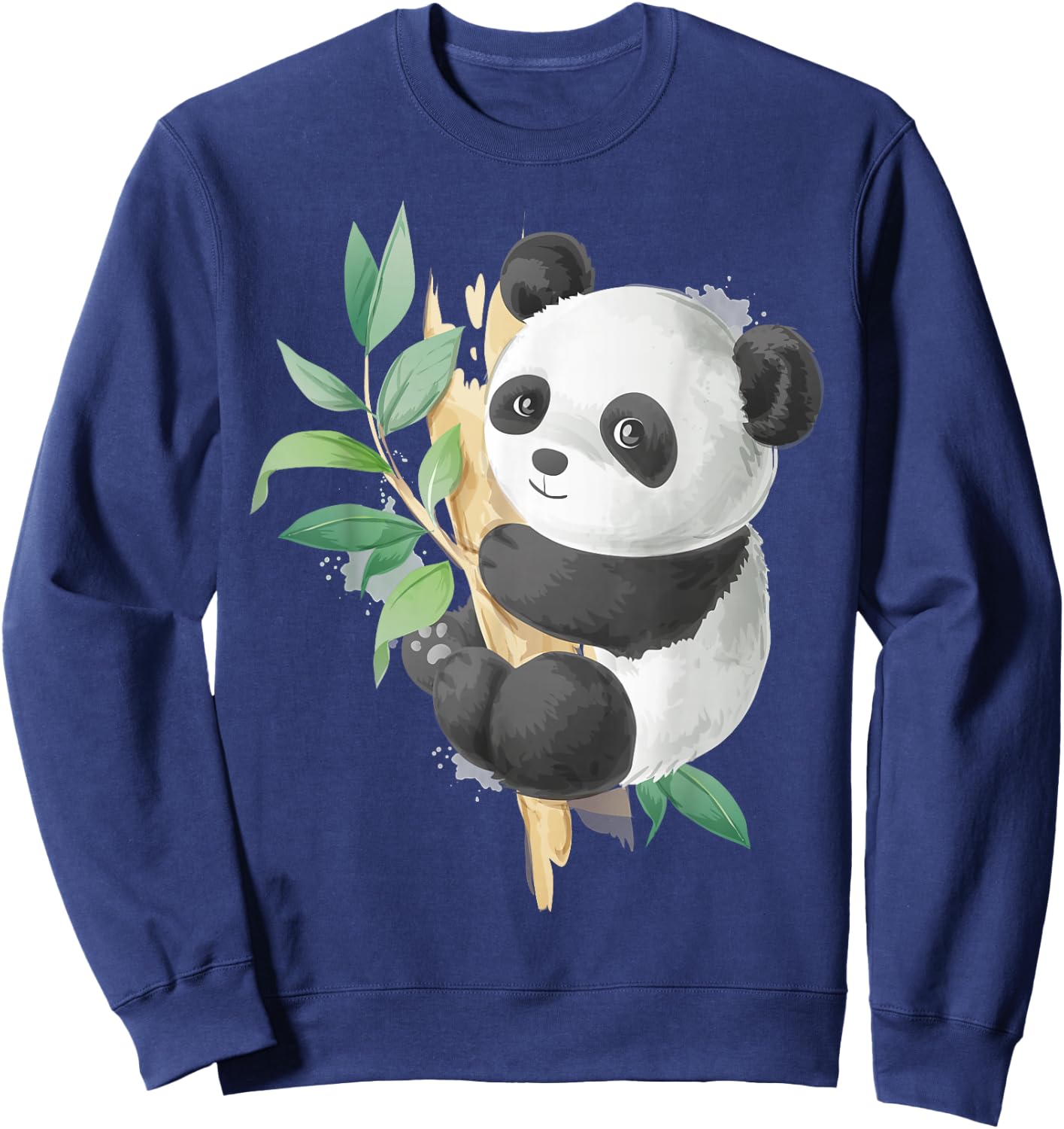 Cute Panda Lovers Kawaii Asian Bears Gifts DAIMMER Watercolor Panda - -Adults, Kids - Black - Short Sleeve - Small - Classic Fit - Cotton, Cotton Blend Sweatshirt - Sweatshirt | Navy