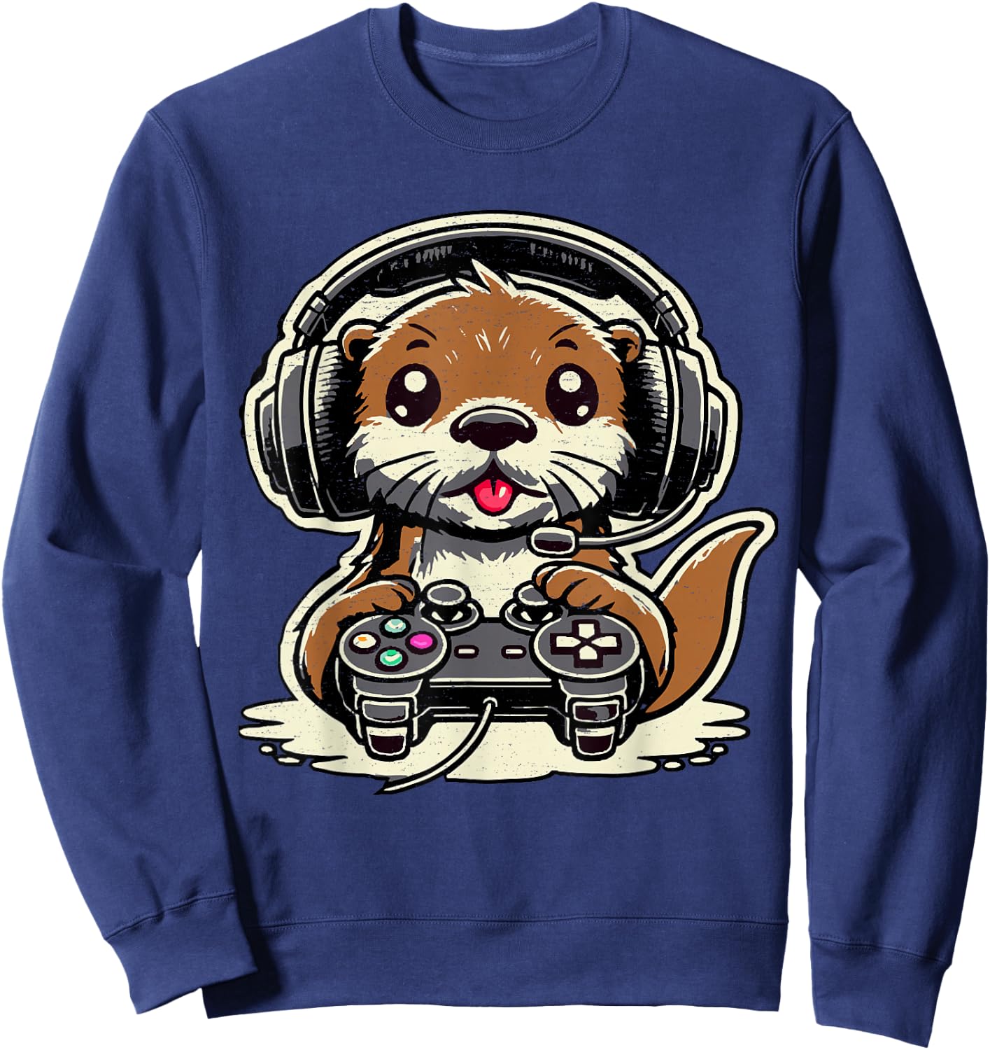 Funny Gaming Otter Gamer Sea Otter Lover Animal Video Game , black Sweatshirt - Sweatshirt | Navy
