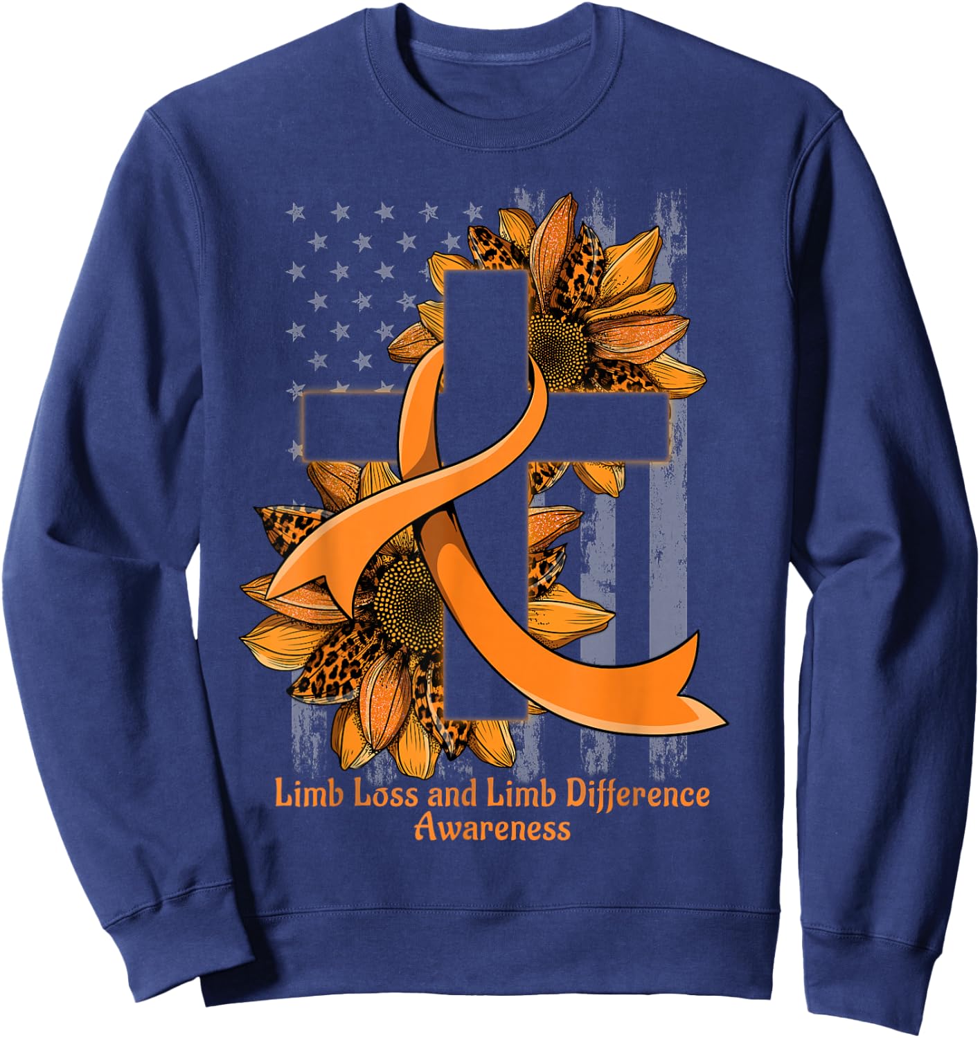 Christian Cross Limb Loss and Limb Difference Awareness Sweatshirt - Sweatshirt | Navy