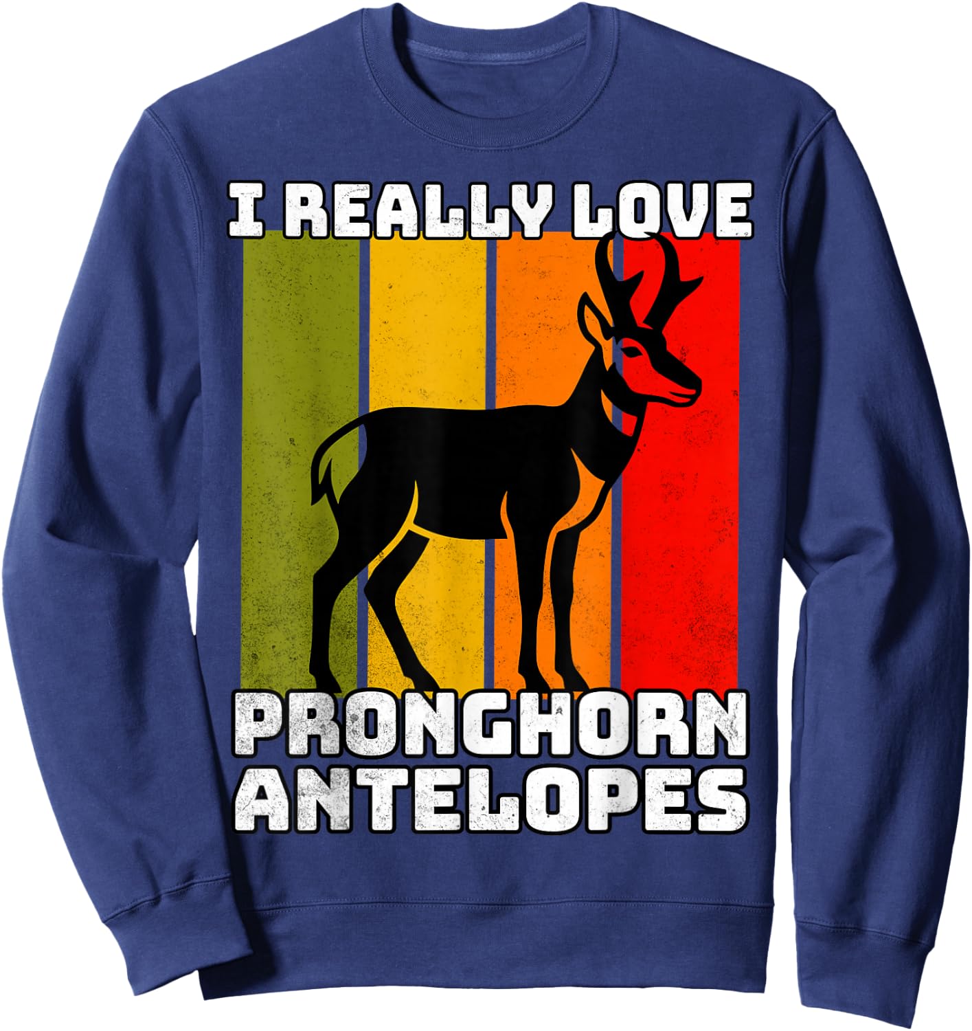Pronghorn Antelope Retro Pronghorn Antelope Sweatshirt - Sweatshirt | Navy