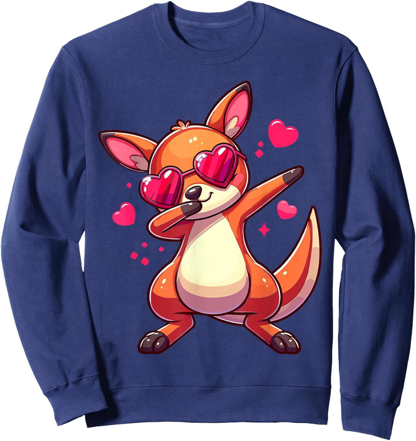 Kangaroo Heart Shape Sunglasses Dabbing Dance Lover Sweatshirt - Sweatshirt | Navy