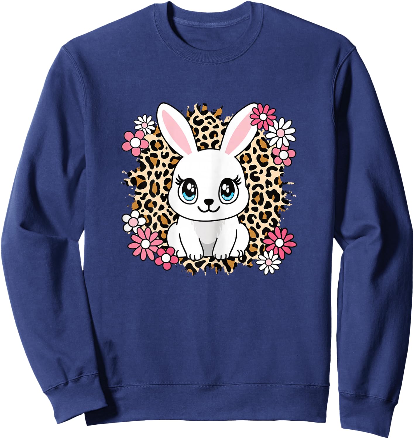 Cute Rabbit Flowers Bunny Lover Women Girls Kids Sweatshirt - Sweatshirt | Navy