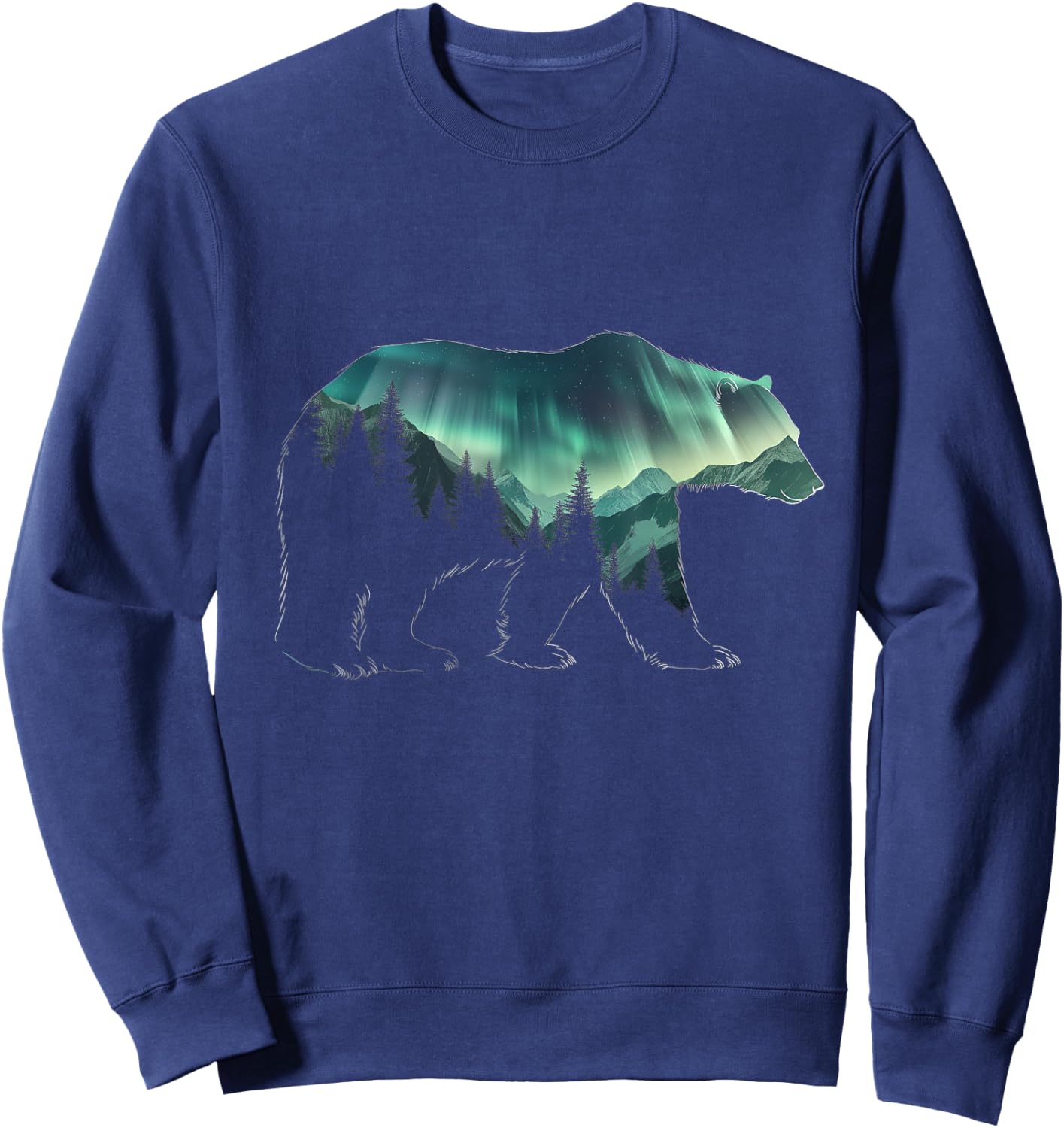Polar Bear Northern Light Winter Arctic Nature Lover Sweatshirt - Sweatshirt | Navy
