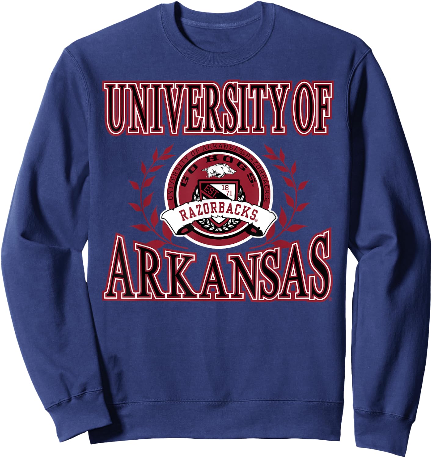 Elite Authentics Arkansas Razorbacks Laurels Black Officially Licensed , Small Sweatshirt - Sweatshirt | Navy