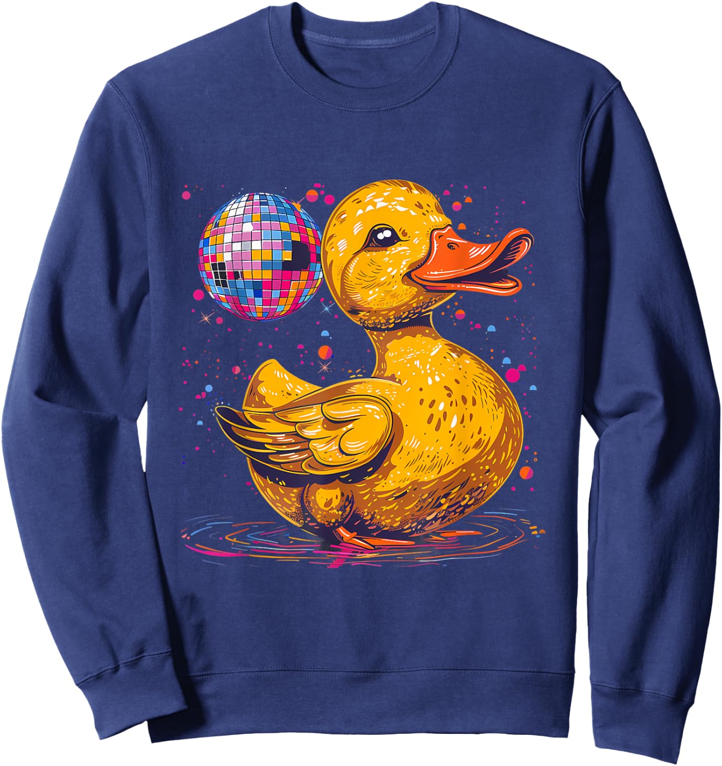 Rubber Duck Disco Ball Artwork Dancing Rubber Duckling Sweatshirt - Sweatshirt | Navy