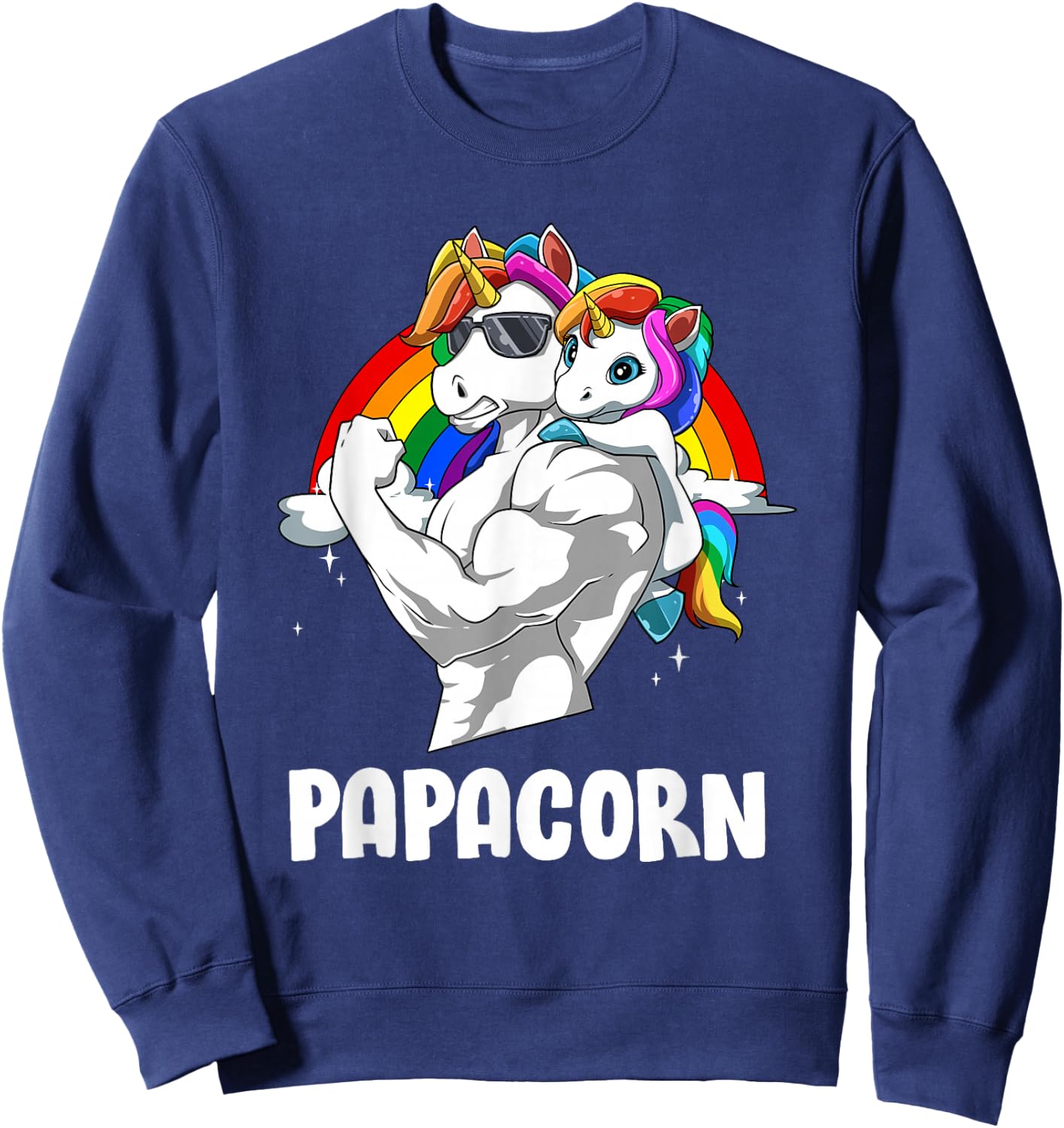 Funny Papacorn Papa Unicorn , black Sweatshirt - Sweatshirt | Navy