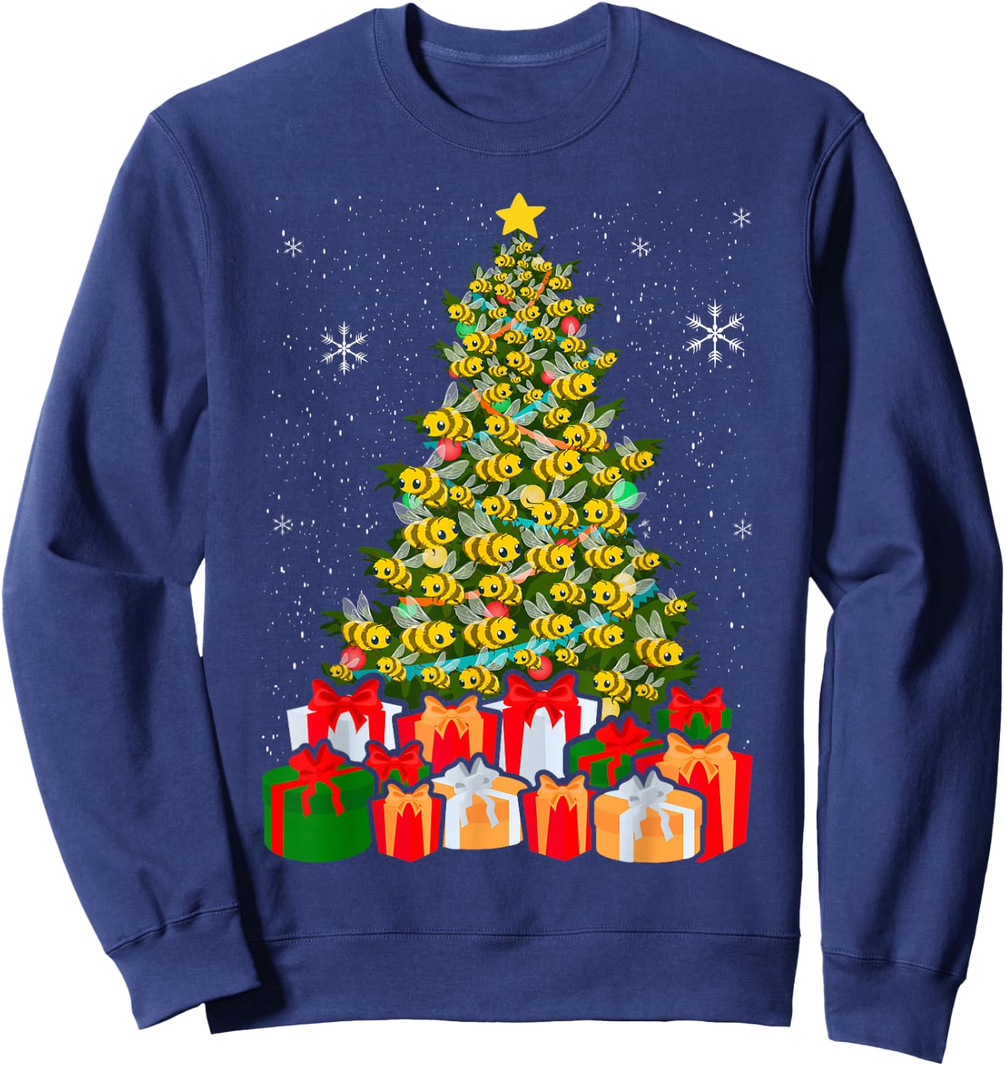 Bees Tree Christmas Sweater Xmas For Bees Lover Sweatshirt - Sweatshirt | Navy