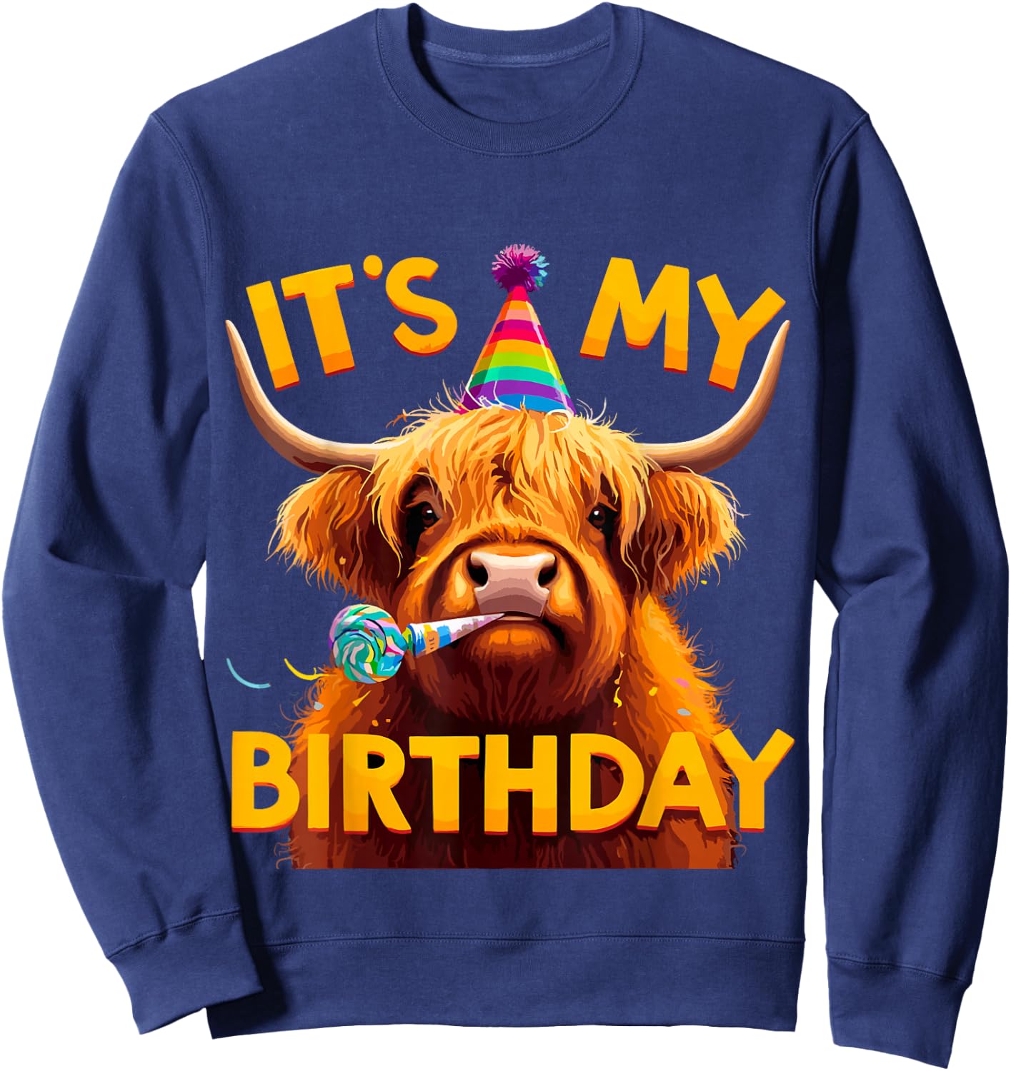 It's my Birthday Party Highland Cow Sweatshirt - Sweatshirt | Navy
