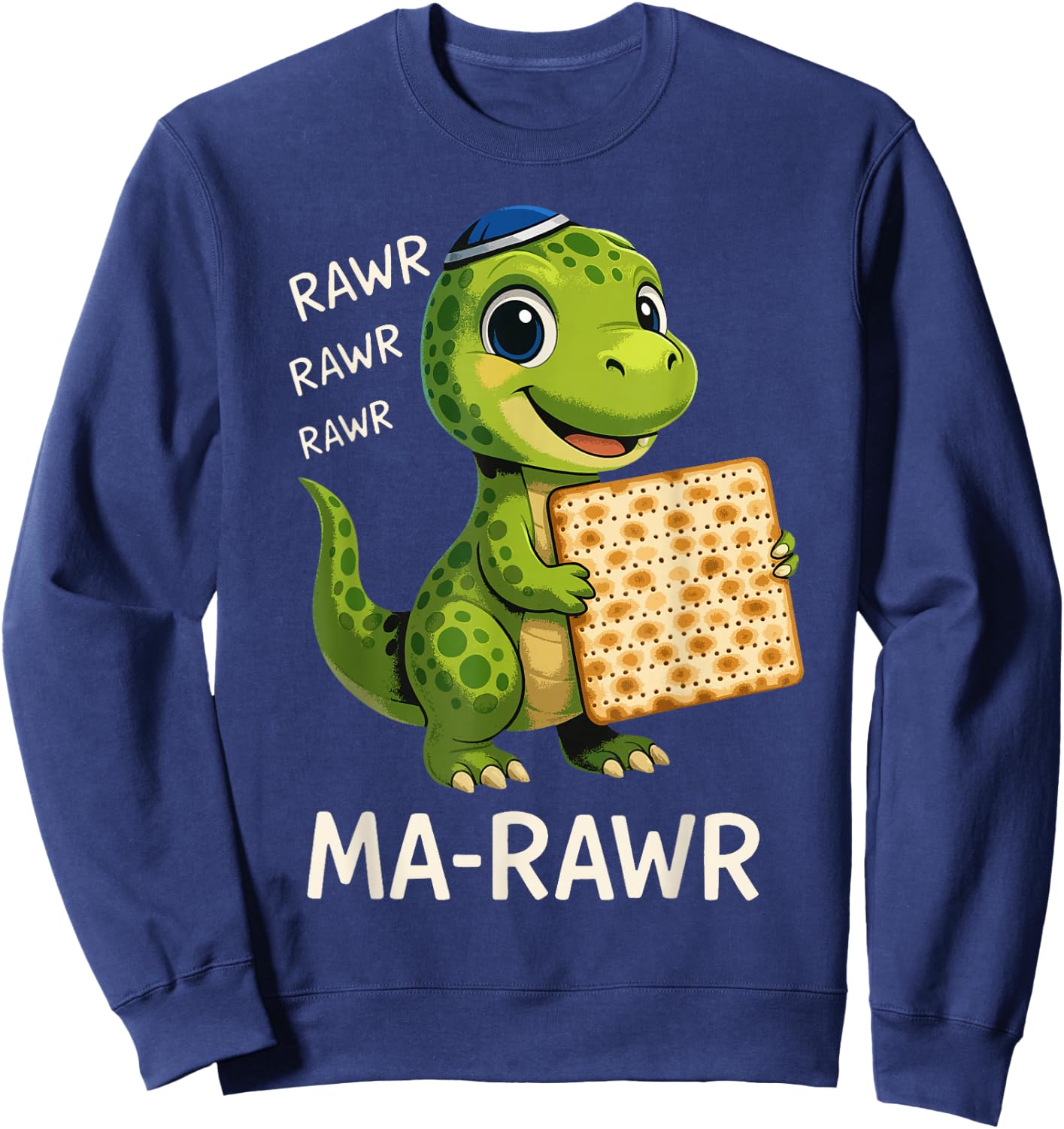 Ma-Rawr Dinosaur Funny Passover Maror Pun Sweatshirt - Sweatshirt | Navy