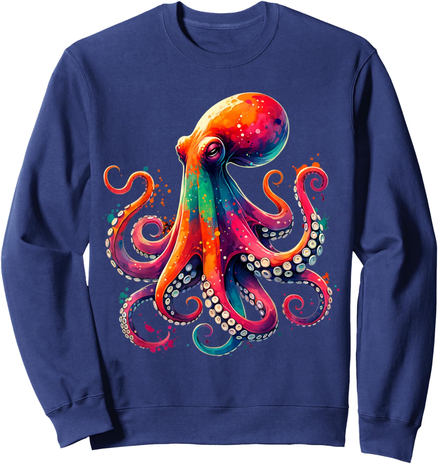 Colorful Octopus Watercolor Kraken Sea Monster Sweatshirt - Sweatshirt | Navy