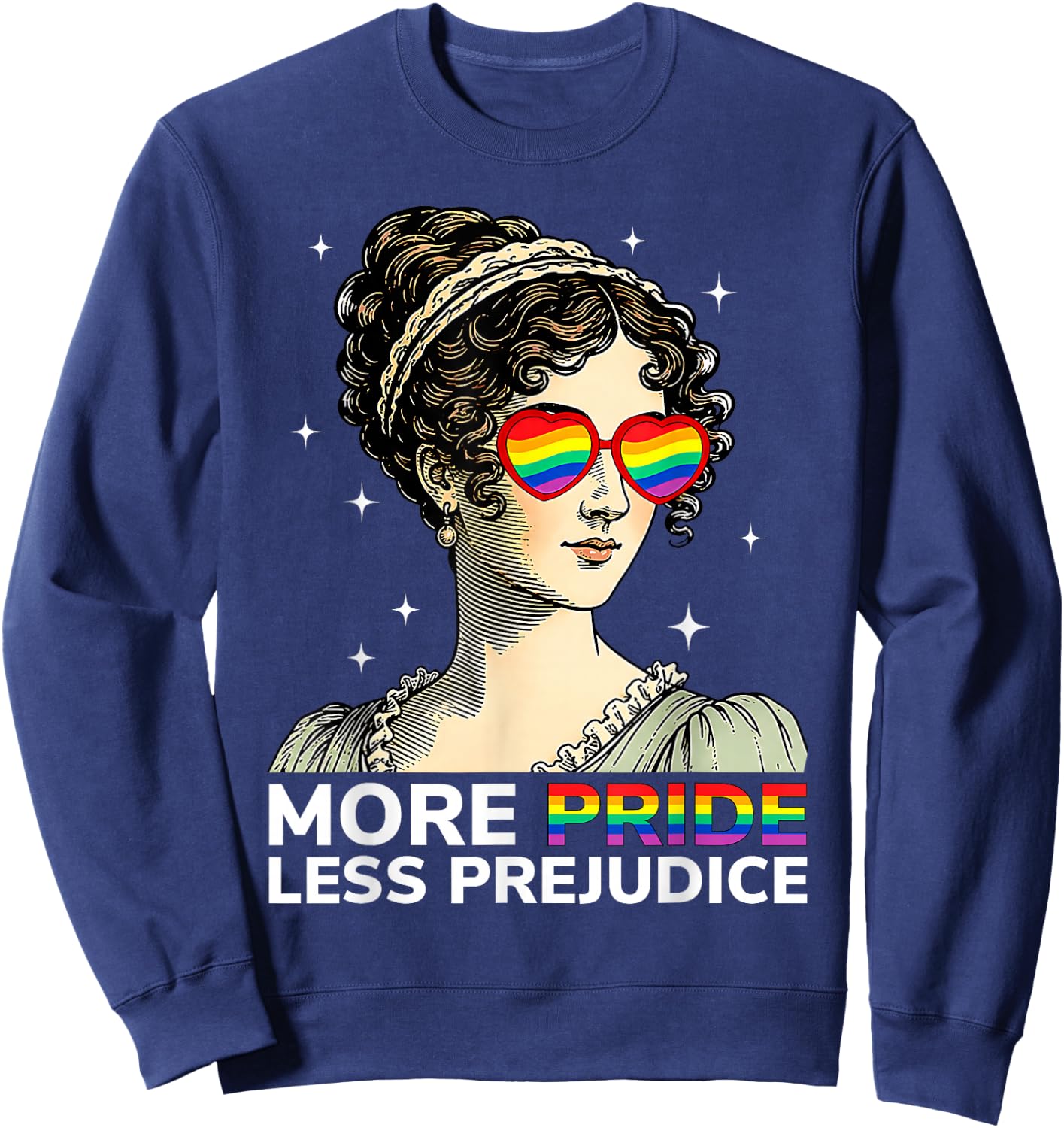 More Pride Less Prejudice Pride Month LGBTQ Gay Lesbian Sweatshirt - Sweatshirt | Navy