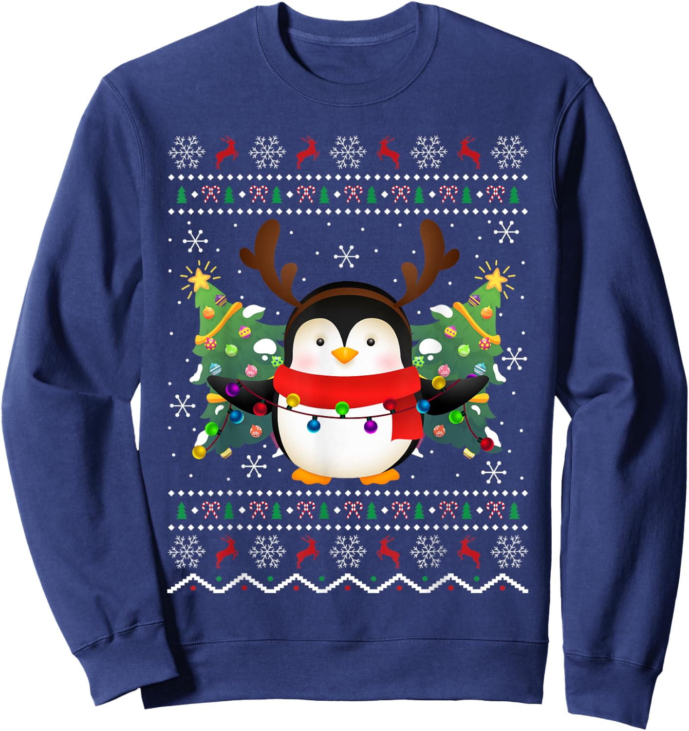 Penguin Lover Xmas Sweater Ugly Santa Penguin Christmas Sweatshirt - Sweatshirt | Navy
