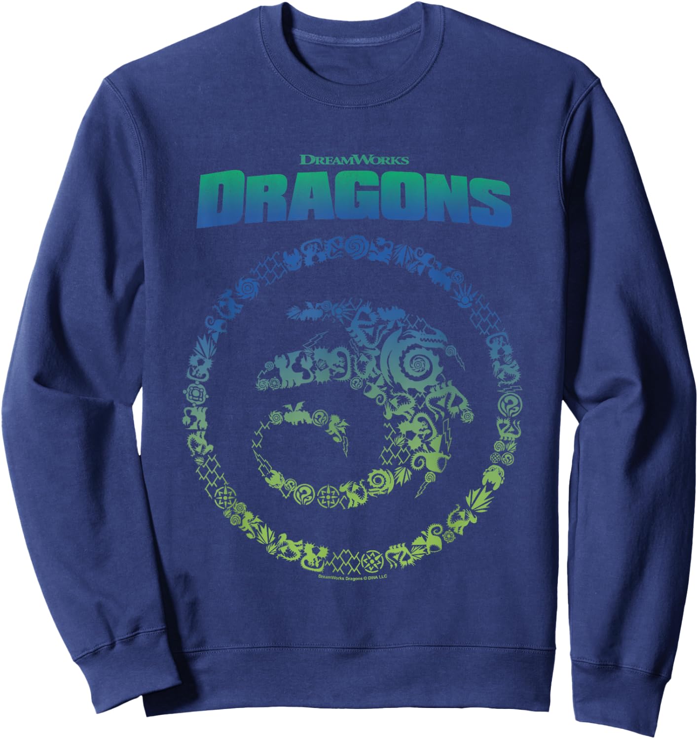How to Train Your Dragon Toothless Vintage Symbols Logo , Black, S Sweatshirt - Sweatshirt | Navy