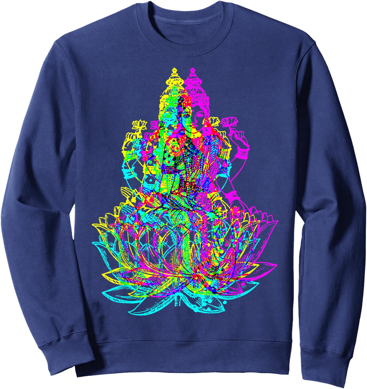 Hindu Goddess Lakshmi Shakti - Psychedelic Colors Sweatshirt - Sweatshirt | Navy
