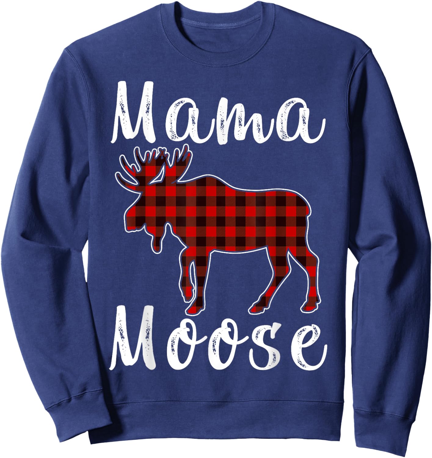 Mama Moose Family Christmas Pajama Red& Black Plaid Flannel Sweatshirt - Sweatshirt | Navy