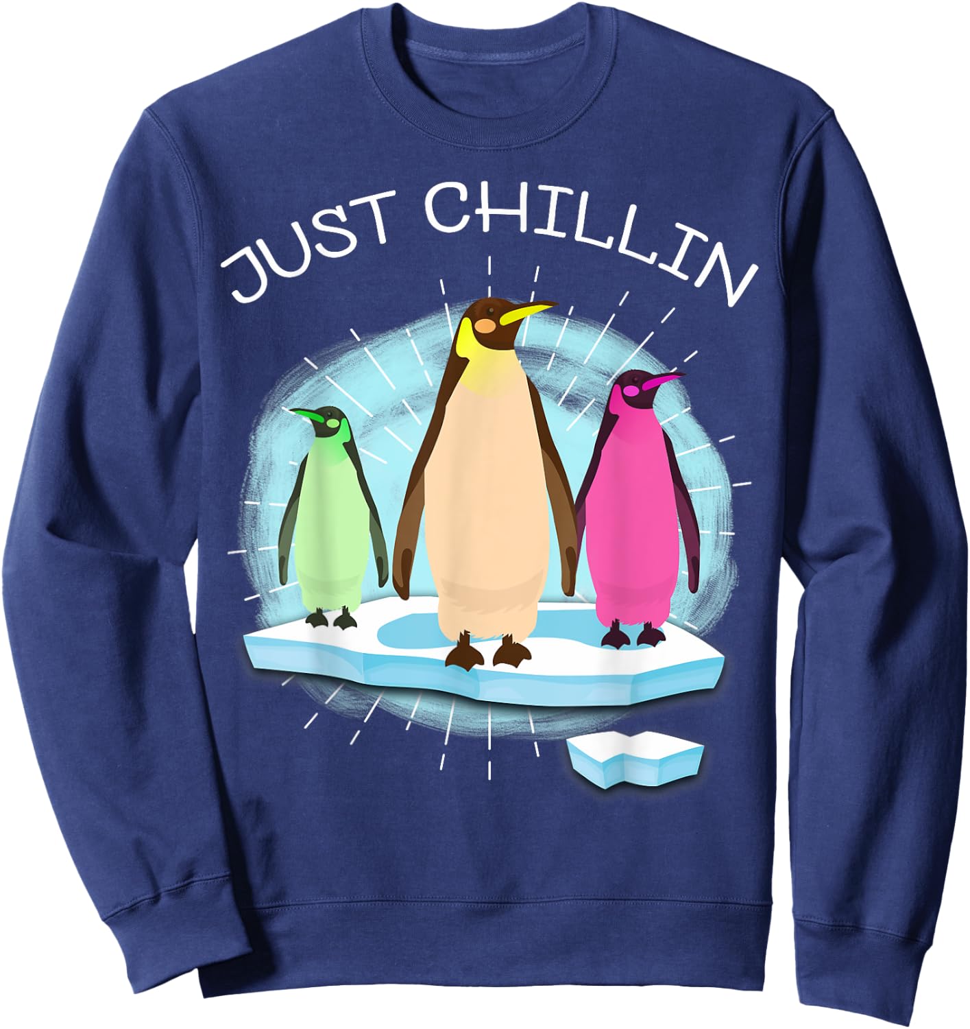 UAB KIDKIS Kids Black Cartoon Penguin On Ice Funnny Sweatshirt - Sweatshirt | Navy