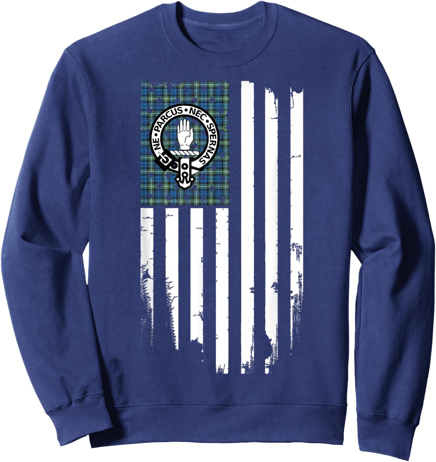 Scottish American Lamont Clan & Stripes Flag Sweatshirt - Sweatshirt | Navy