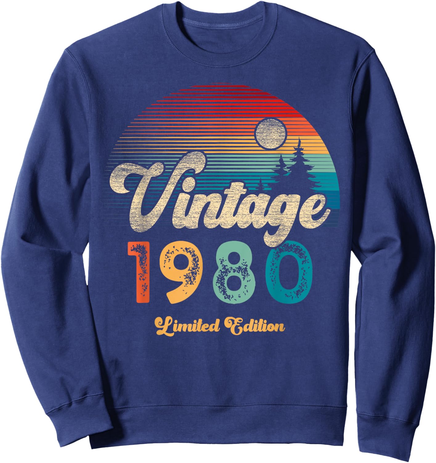 Vintage 1980 Limited Edition Sonnenuntergang 46. Geburtstag Sweatshirt - Sweatshirt | Navy