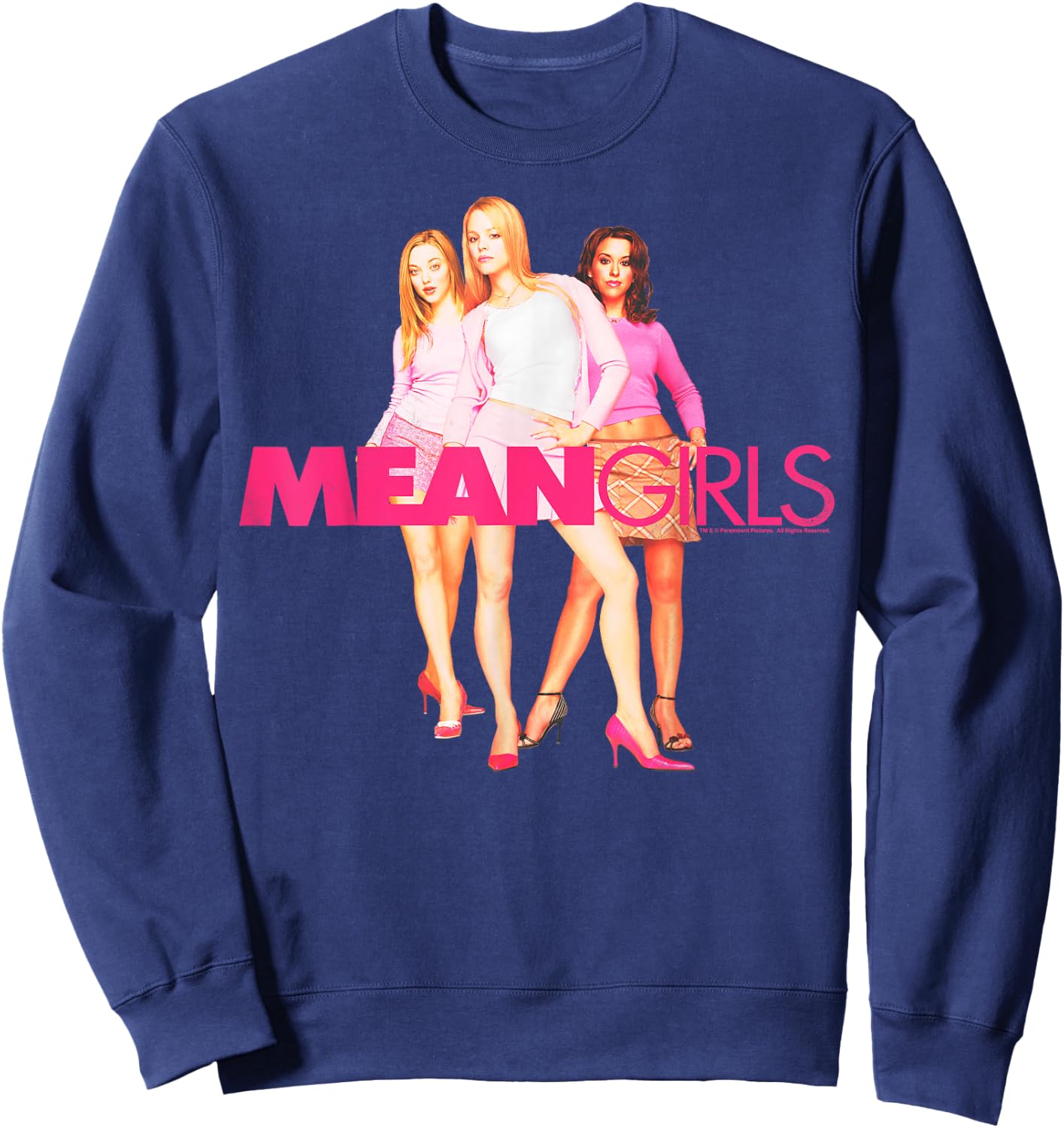 Mean Girls Classic Fit Round Neck - Regina, Karen, Gretchen Plastics Graphic Black Sweatshirt - Sweatshirt | Navy