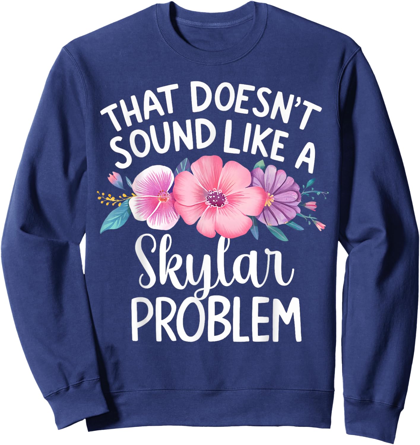 SKYLAR Personalized Cute Flower Girls SKYLAR Name Sweatshirt - Sweatshirt | Navy