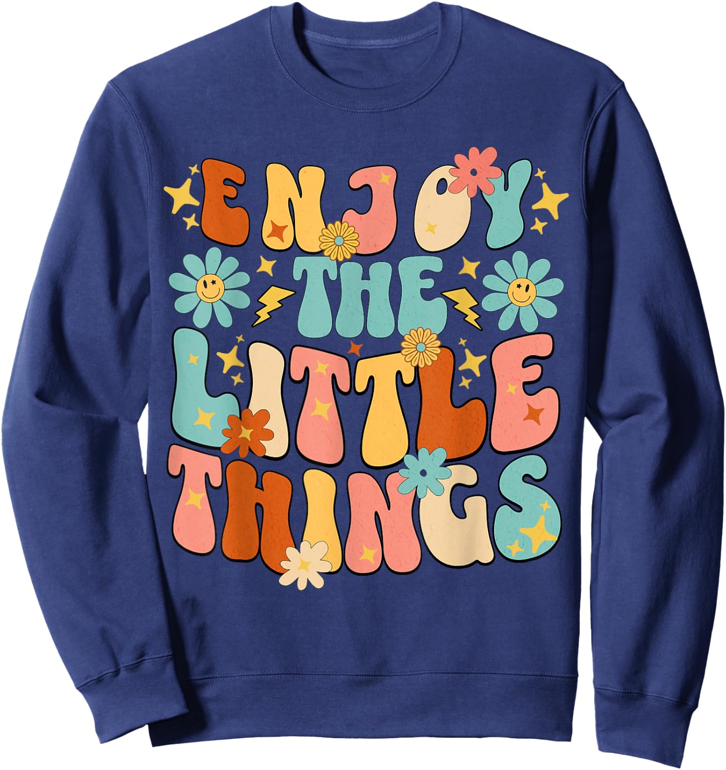 Genießen Sie The Little Things Positive Sprüche Groovy Retro Damen Sweatshirt - Sweatshirt | Navy
