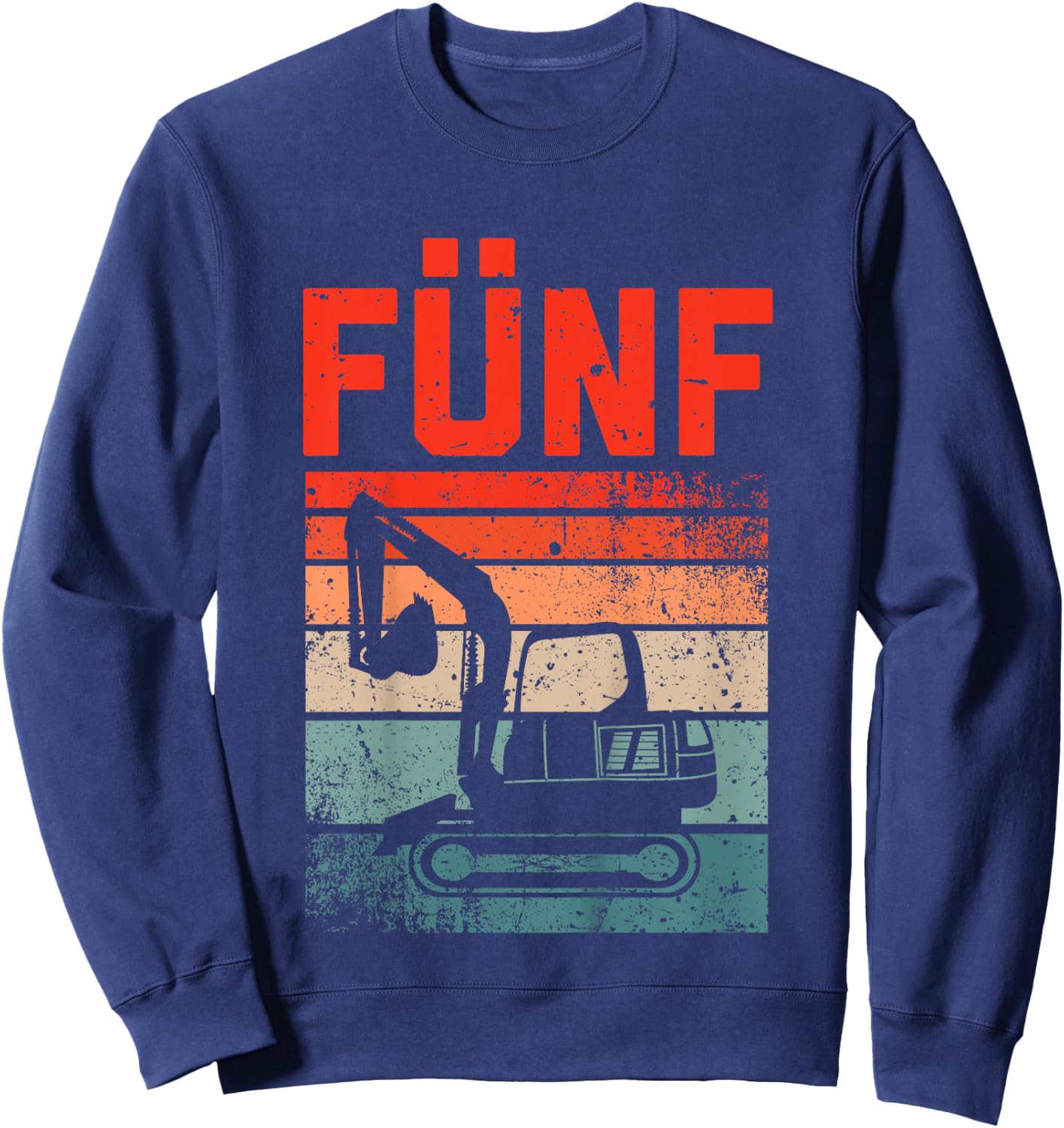 Children's Digger 5 Years | Construction Site | 5th Birthday Boy Digger , black, 80 Sweatshirt - Sweatshirt | Navy