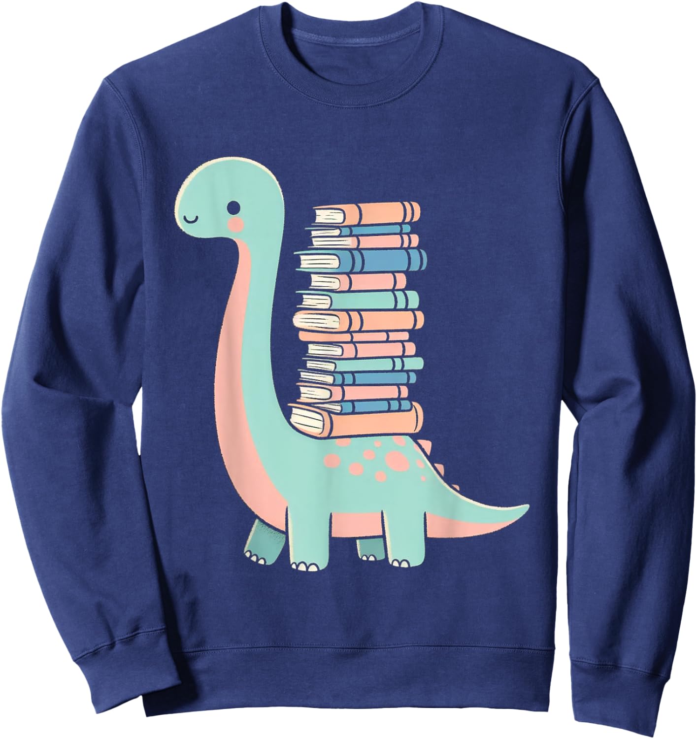 Reading Dinosaur Dino Books Bookworm Book Reader Sweatshirt - Sweatshirt | Navy