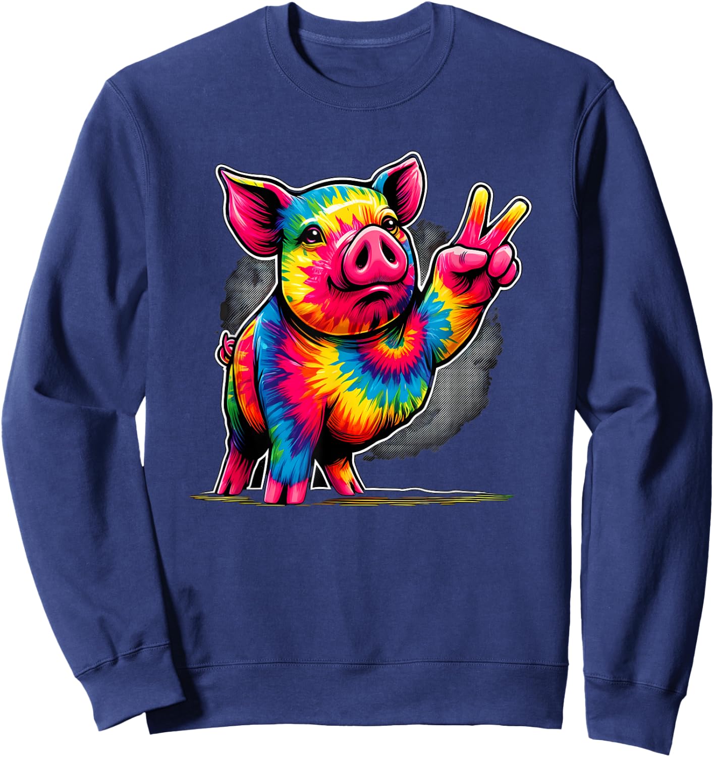 Peace Sign Tie Dye Pig Sweatshirt - Sweatshirt | Navy
