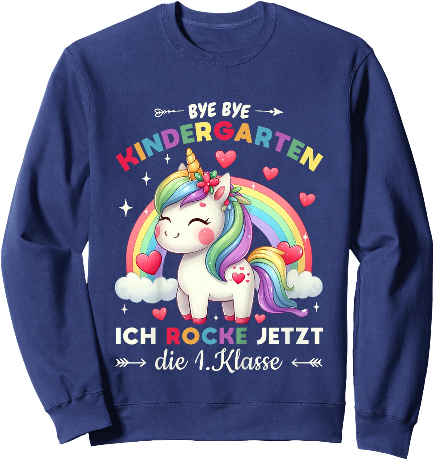 Bye Bye Kindergarten Abschied Schulkind Mädchen Einhorn Sweatshirt - Sweatshirt | Navy
