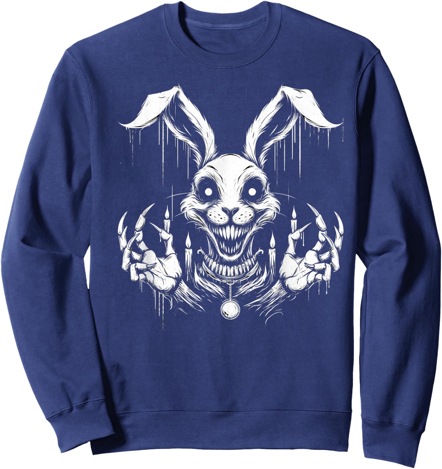Creepy Goth Rabbit, Horror Bunny, Weirdcore Rabbit Sweatshirt - Sweatshirt | Navy