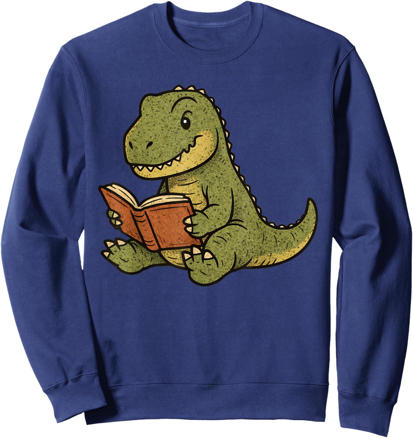 T-Rex Dinosaur Reading Book Nerd Sweatshirt - Sweatshirt | Navy