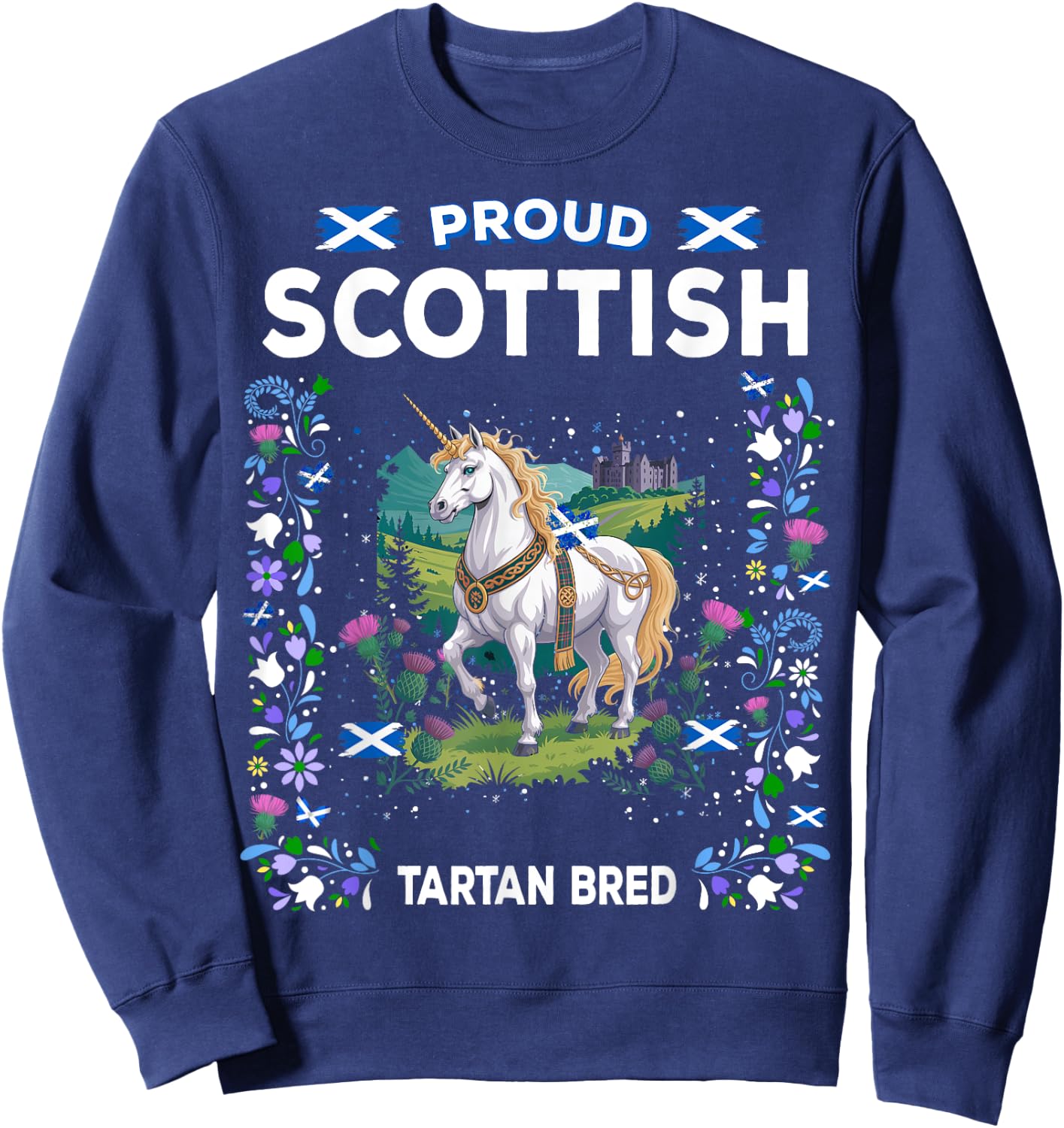 Scottish Unicorn Flag Costume Idea For Kids Scotland Unicorn Sweatshirt - Sweatshirt | Navy