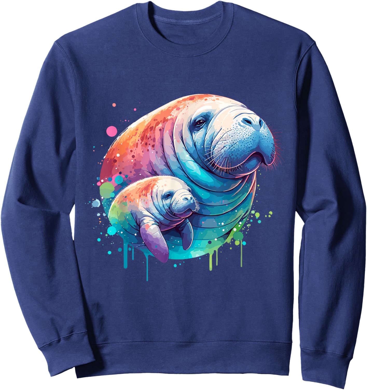 Sea Cows Manatee Mom and Baby Sweatshirt - Sweatshirt | Navy
