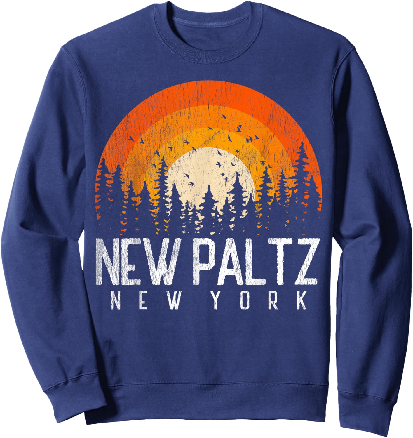 New Paltz New York NY Shirt Retro Vintage 70s 80s 90s Gift Sweatshirt - Sweatshirt | Navy