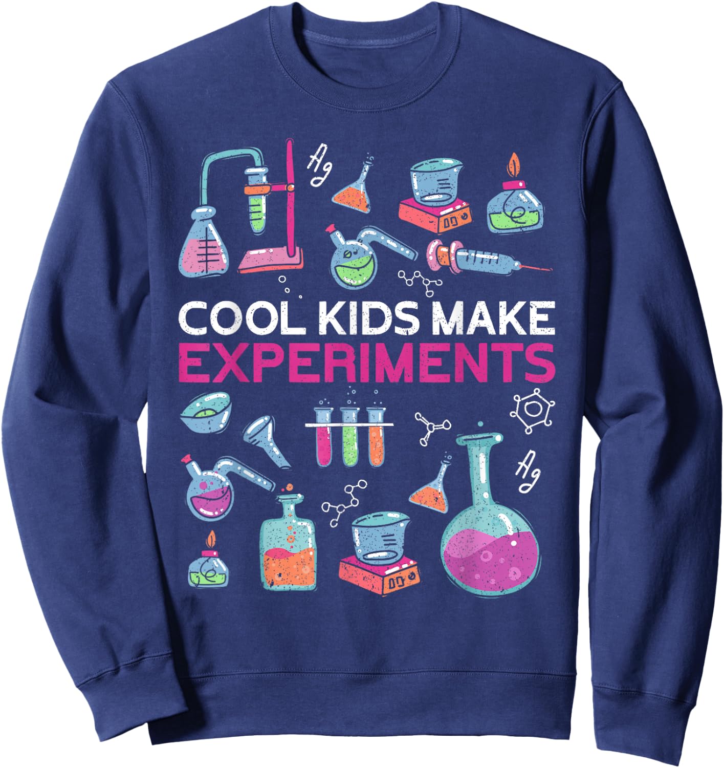 Cool Kids Make Experiments | Children's Funny Chemist , black Sweatshirt - Sweatshirt | Navy