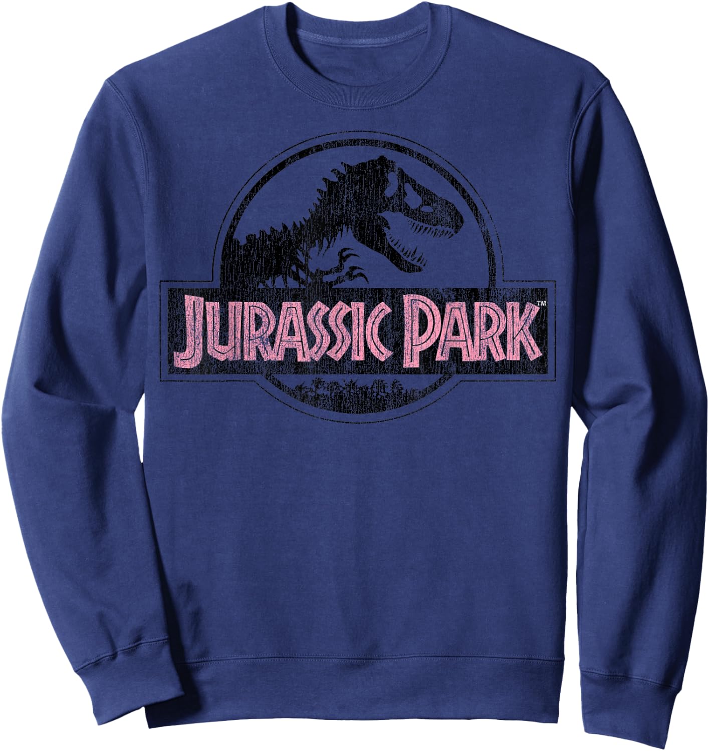 Jurassic Park Distressed Logo Pink Type Small Sweatshirt - Sweatshirt | Navy