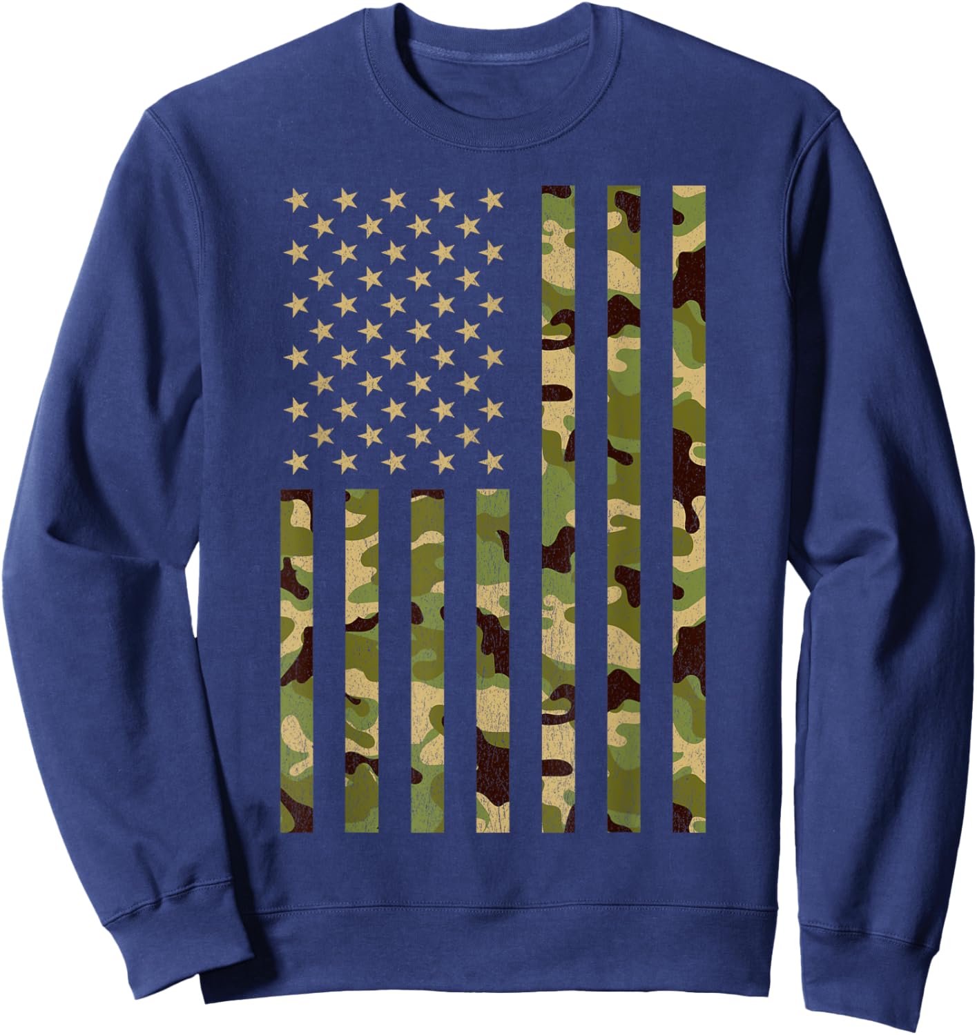 Camouflage American Flag Vintage USA Tactical Camo Military Sweatshirt - Sweatshirt | Navy