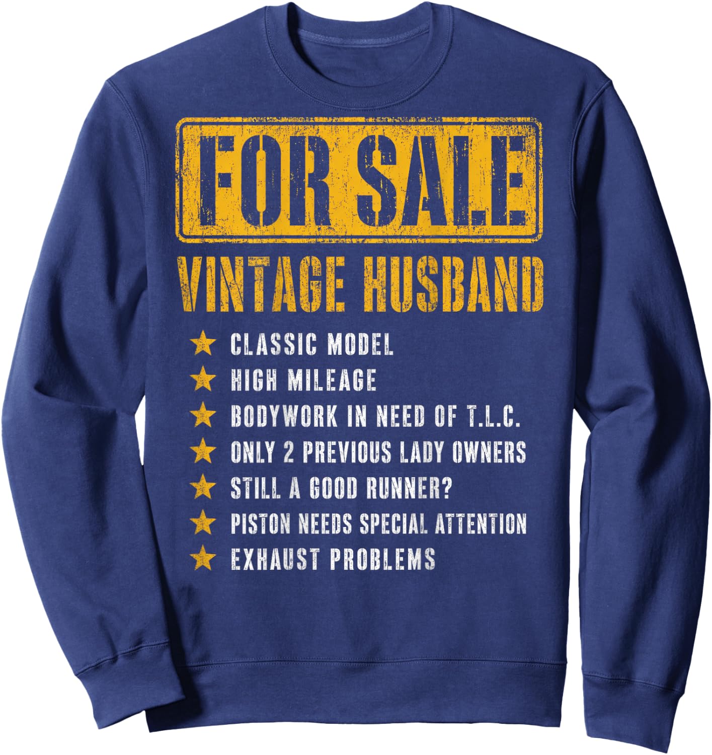 (ON Back) for Sale Vintage Husband Classic Model Fathers Day Sweatshirt - Sweatshirt | Navy