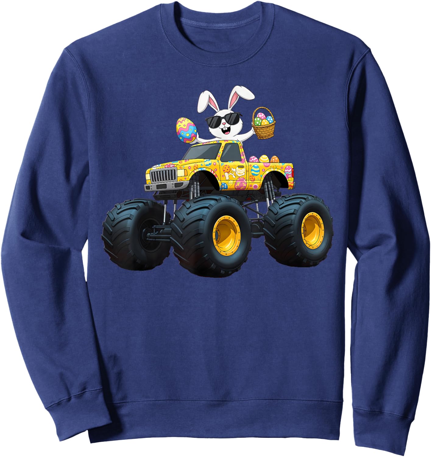 Easter Day Bunny Monster Truck Lovers Eggs Boys Girls Sweatshirt - Sweatshirt | Navy