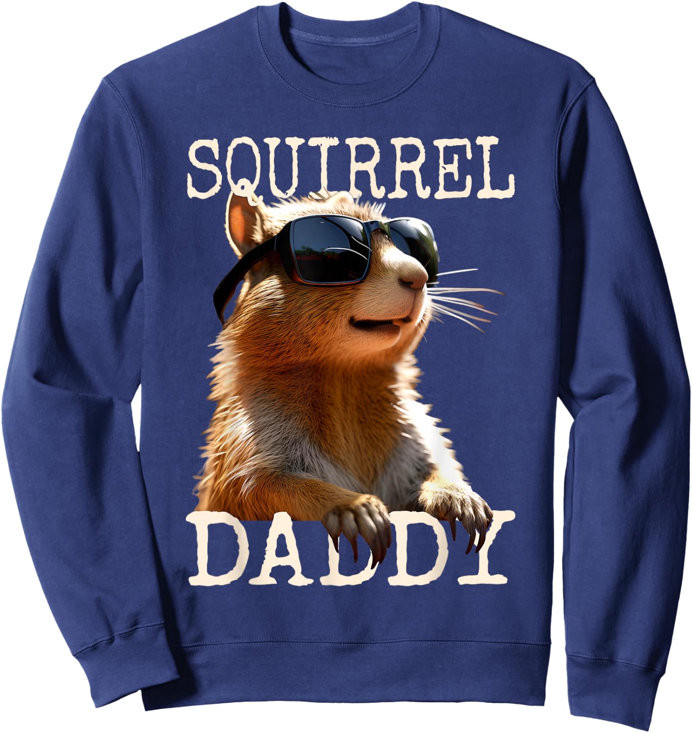 Squirrel Daddy Papa Dad Father's Day Squirrel Father Sweatshirt - Sweatshirt | Navy