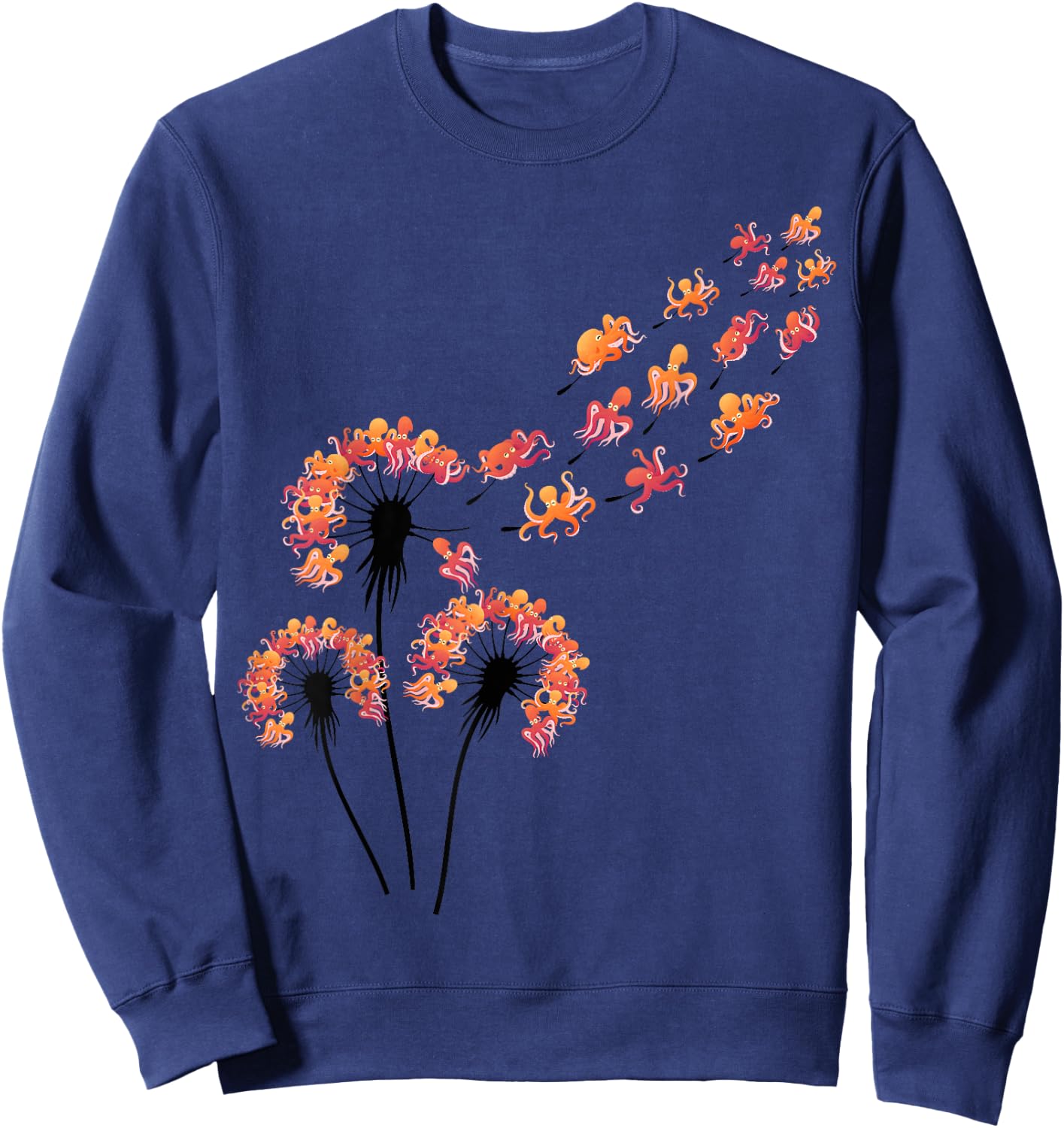Flower Dandelion Octopus Shirt for Octopus Lover | Octopus Sweatshirt - Sweatshirt | Navy