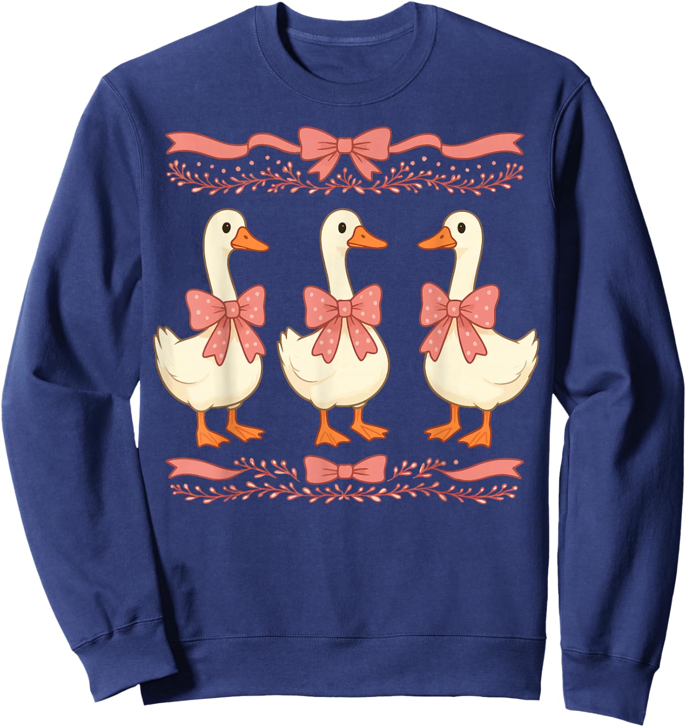 Goose Coquette Duck Pink Bow Sweatshirt - Sweatshirt | Navy